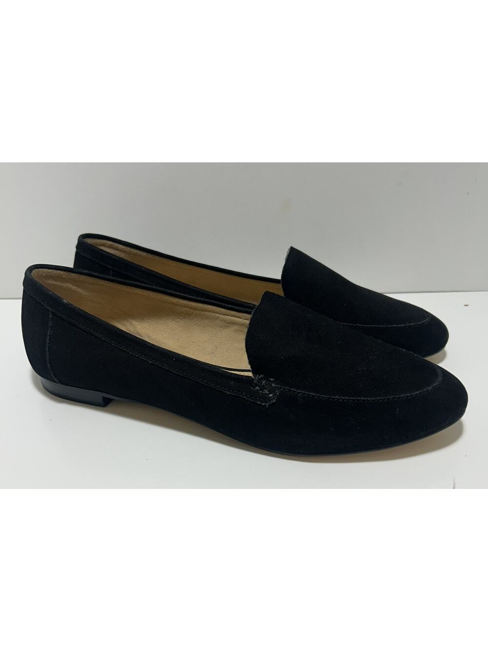 TALBOTS Black Leather Suede Loafers Slip-on Shoes Casual Solid Womens 7M